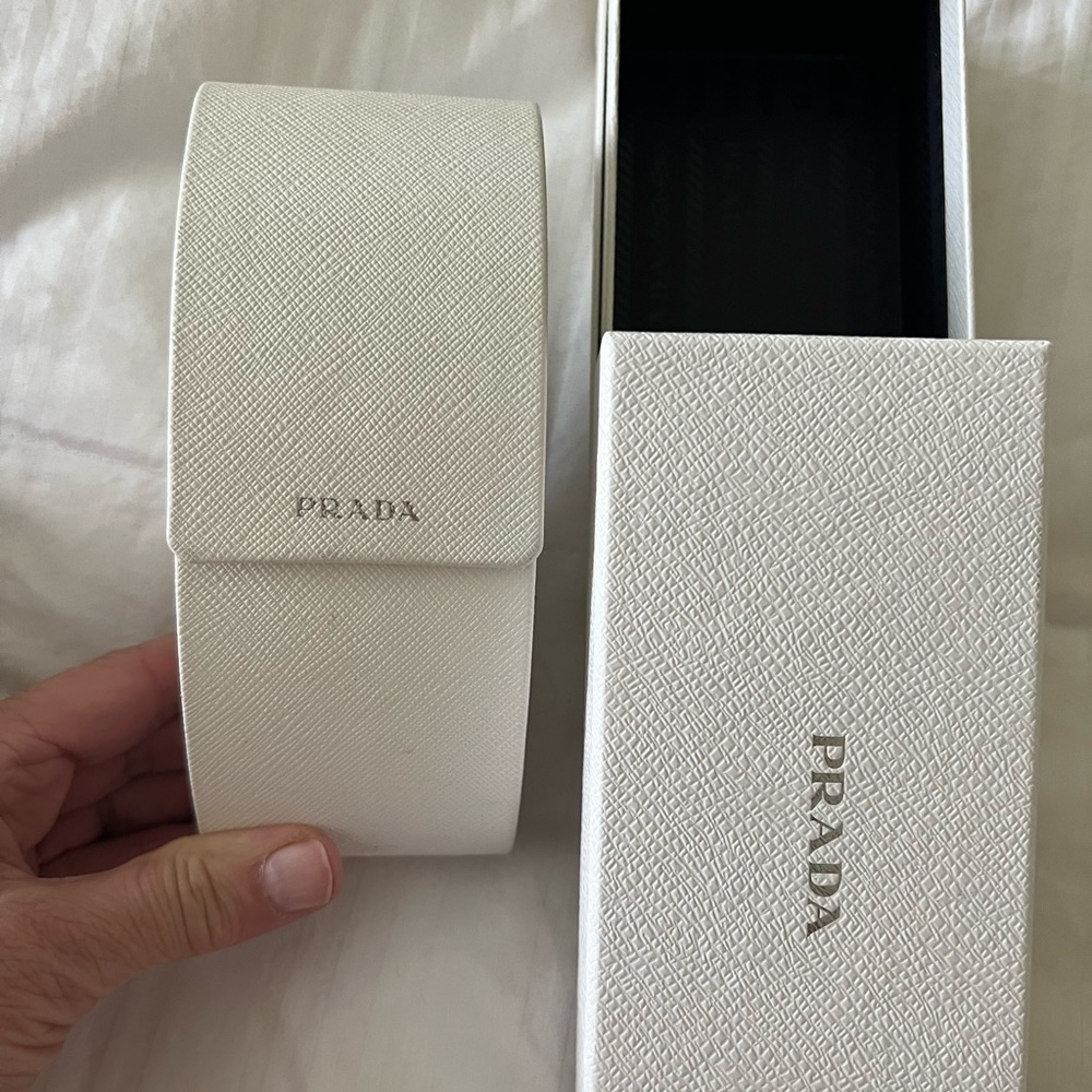 Eyeglass case and box for Prada optical or sunglasses.